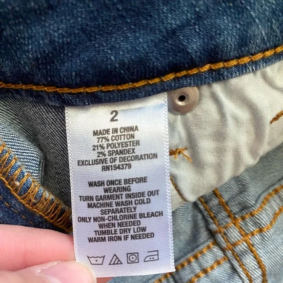 Aeropostale Seriously Stretchy High Waisted Ripped Cuffed Hems Midi Denim Short - Picture 5 of 5